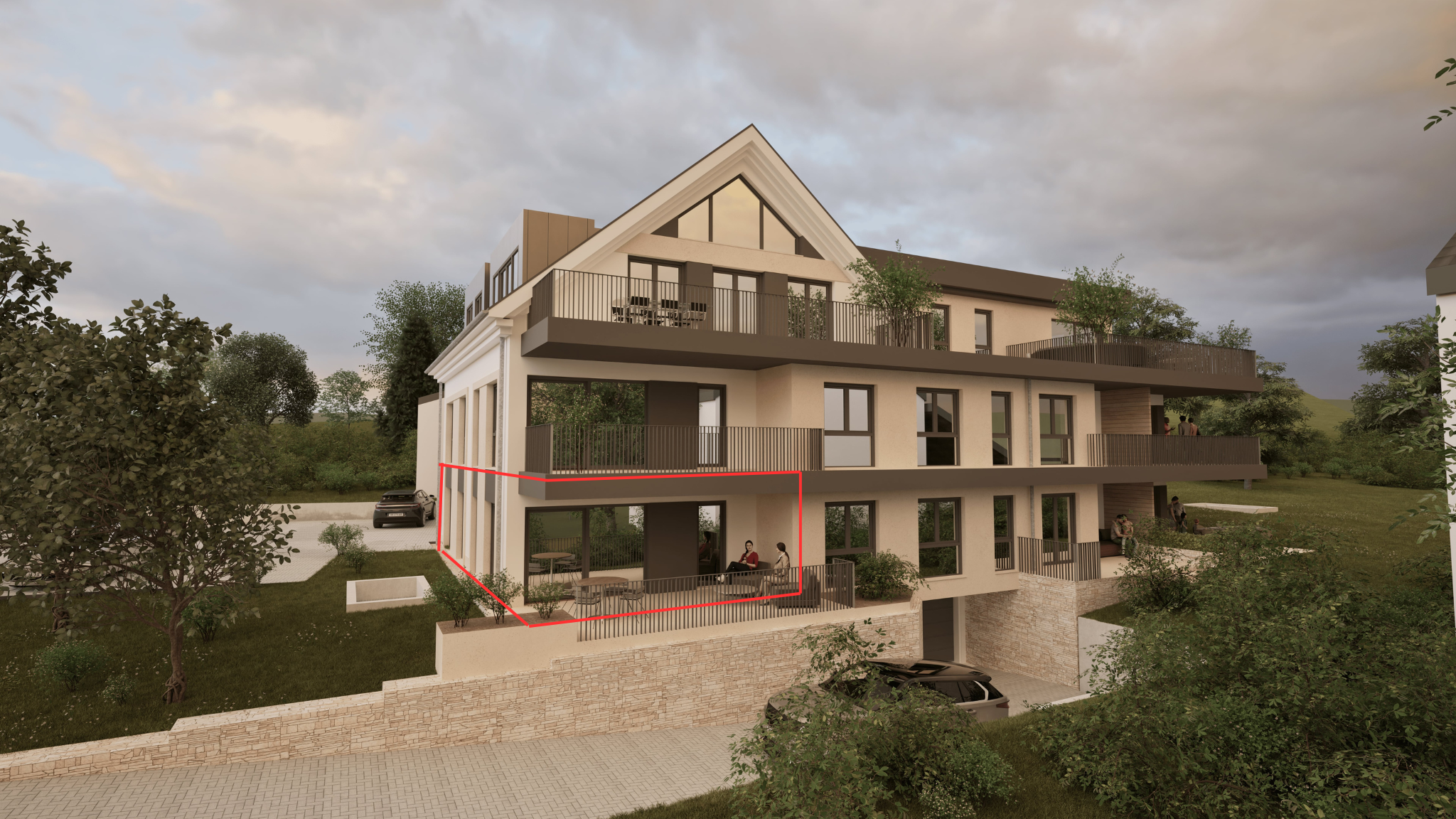 Wohnung 1 rot makiert